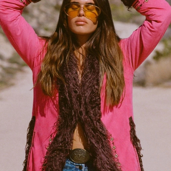 Spell Jackets & Blazers - Spell Pink Jacket with Brown Accents